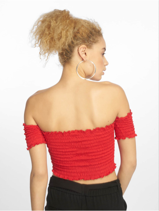 Urban Classics Tops sans manche Cold Shoulder Smoke Cropped rouge